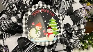How to make a Snowman Double Woodland Ruffle and Ruffle Deco Mesh Wreath| Hard Working Mom |How to