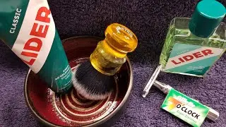 Golenie na mokro - krem do golenia Lider - Maszynka na żyletki - Pędzel Yaqi - Gillette 7o'clock