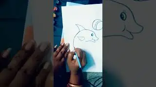 Quick easy &simple drawing of dolphin performing with ball 🐬#youtube #drawing #shorts #viral #video