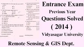 REMOTE SENSING ENTRANCE QUESTION SOLVED 2014 / VIDYASAGAR UNIVERSITY / SANGIT GHOSH