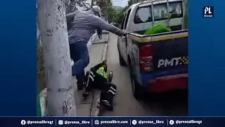 Incidente entre automovilista y PMT de Villa Nueva queda captado; piloto fue denunciado por agresión