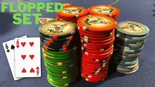Flopping A Set Leads To A Huge Pot !!! -  Kyle Fischl Poker Vlog Ep 208