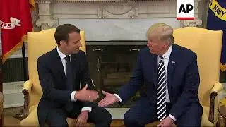 Trump Welcomes Macron with Handshakes, Kisses