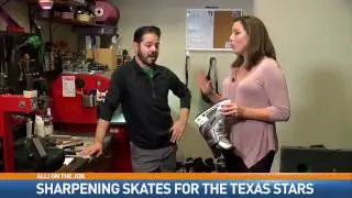 Alli on the Job - Sharpening Skates for the Texas Stars Hockey Team
