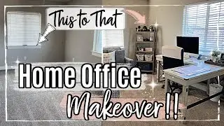 *NEW* HOME OFFICE MAKEOVER :: BEDROOM OFFICE CLEAN & DECORATE WITH ME 2020 :: ROOM TRANSFORMATION