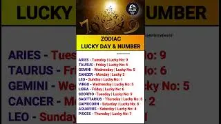 Lucky Day & Number for All 12 Zodiac Signs! #trending #viral #shorts #zodiac