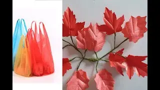 How to make Maple Leaf from Plastic Carry Bags | Autumn Home Decor Ideas|  Artifical leaf DIY