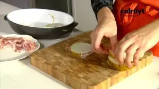 Recept Lamsfilet met amandelkorstje en torentje van peer en koolrabi - Colruyt