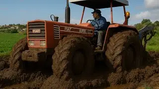 Salvatore Barone's Fiat Tractor Stuck in Deep Mud During Field Work!