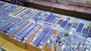 VISITING A NICE BASEBALL CARD SHOP WITH LOTS OF VINTAGE SINGLES