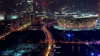 Aerial shot of Beijing at night