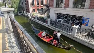 Taking a boat tour at a fake 