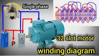 32 slot single phase 5.5. hp  motor winding diagram 