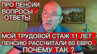 МОЙ ТРУДОВОЙ СТАЖ 11 ЛЕТ , ПЕНСИЮ РАССЧИТАЛИ В РАЗМЕРЕ 60 ЕВРО , ПОЧЕМУ ТАК ? ПРО ПЕНСИИ В ЛАТВИИ