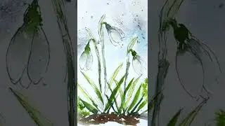 Extreme beginner line and wash snowdrops