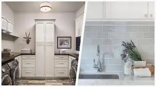 75 Medium Tone Wood Floor Laundry Room With Beaded Inset Cabinets Design Ideas You'll Love 🔴