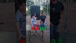 Bottle toss and glass collecting game