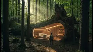 This Massive Hollow Tree Became a Secret Survival Shelter | Silent ASMR Build