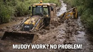Muddy Work? No Problem! JCB 3CX in Extreme Swamp Job #HeavyMachinery #JCB3CX #ConstructionLife