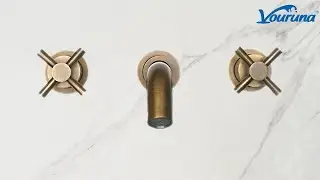 Vouruna Antique Brass Bathroom Faucet Cross Handles Wall Mounted Basin Faucet Basin Set Mixer Tap