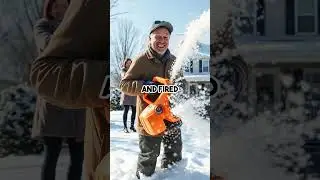 Dad&rsquo;s Leaf Blower Snow Hack Backfires Spectacularly! ❄️😂