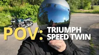 TRIUMPH SPEED TWIN 1200 с выхлопом British Customs Predator Pro