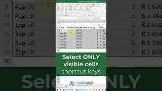 Select Visible cells shortcut keys