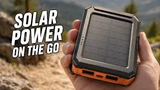 GRDE Rugged Solar Charger 10000mAh Portable Power Bank Battery with LED flashlight and compass