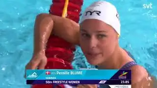 PERNILLE BLUME GOES 23.85 TO BREAK CHAMPIONSHIP RECORD - Swimming European Championships 2018