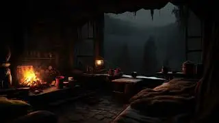 Gentle Rain on a Forest Cabin (No Ads) 🌧️ Fireplace ASMR for Stress Relief & Sleep
