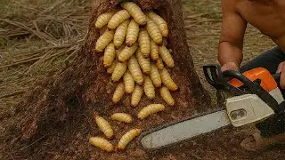 Primitive Cooking Food Coconut Worm