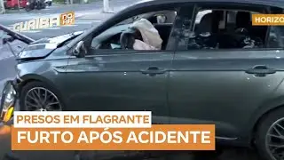 Trio é preso após tentar furtar objetos de carro batido em acidente