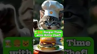 Burger Time with Kitty Chef! 🍔👩&zwj;🍳🐾 (Cutest Cooking Ever!)