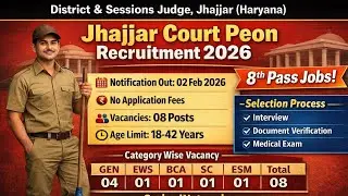 Jhajjar Court Peon Recruitment 2026 | 8th Pass Jobs | No Exam | Offline Form