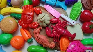 asmr cuts plastic, Sea animals, Vegetables, There are Seahorses, Lobster, Crab, Garlic and others