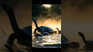The Snake-necked Turtle and her children #shorts