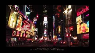 Night lights and bustling Times Square in New York City