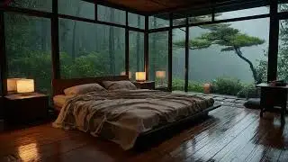 Heavy Rainstorm 🌧️ Mountain View Bedroom Ambience for Deep Sleep