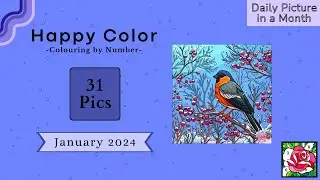 &bull; January 2024 &bull; HappyColor, Color By Number - 31 Daily Picture in a Month