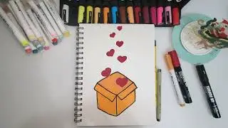 Gift Box Drawing Tutorial | Satisfying Marker Coloring