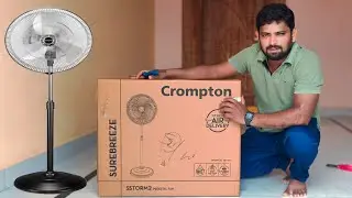 Crompton storm 2 pedestal fan unboxing in Telugu installation