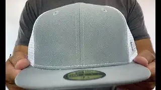 New Era MESH-BACK 59FIFTY-BLANK Grey-White Fitted Hat