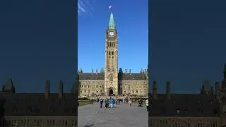 The peace tower, and the Carillon bells at Parliament Hill just after 12 o&rsquo;clock ￼￼