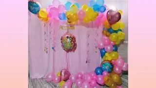 DIY- Princess theme balloon decoration|Lockdown birthday party|Balloon garland without stand