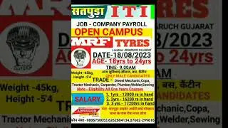|| MRF Tyres |||| ItI Latest Job || Fresher ||