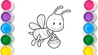 How to Draw and Color a Cute Bee 🐝 | Easy Drawing for Kids | Step by Step Coloring Tutorial