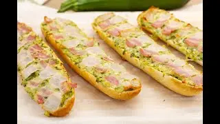 Zapiekanki &ndash; zucchini and bacon hot baguettes with melted cheese. #hotbaguettes #polishfood #recipe