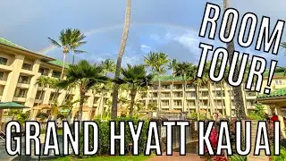 TOUR of the GRAND HYATT KAUAI Resort & Spa |  1 King Bed Ocean View HOTEL ROOM Tour | Hawaii