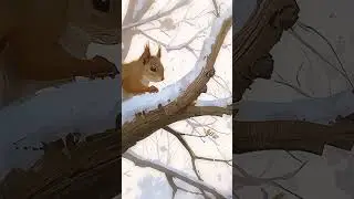 🐿️ Squirrels in winter animation #nature #springawakening #art