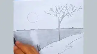 How to Draw a Scenery of Moonlight village  Drawing Easy way